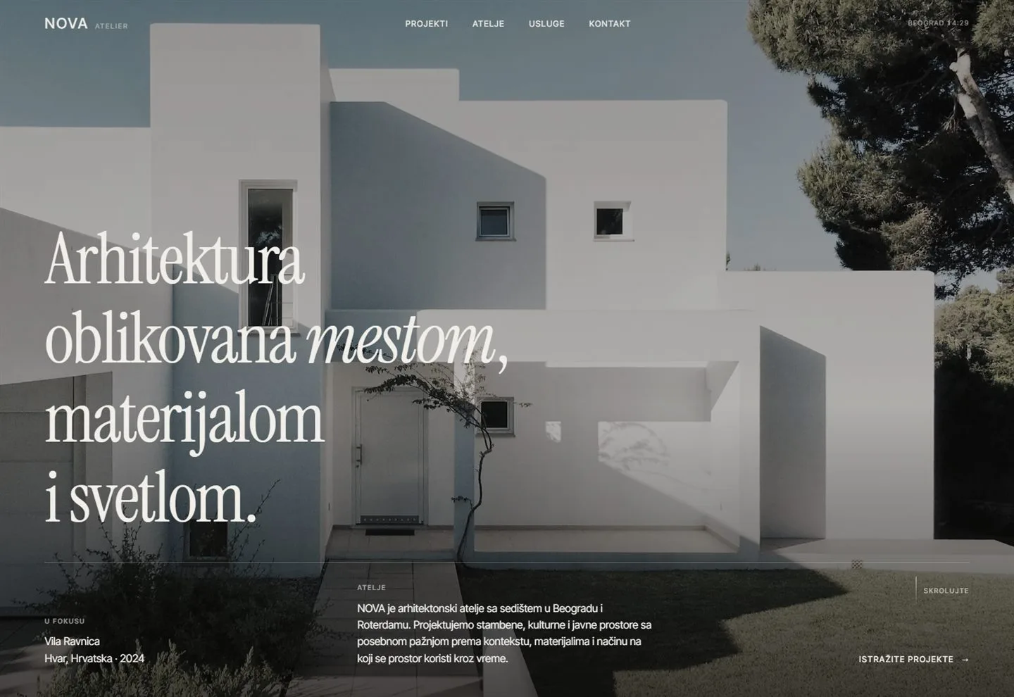 Naslovna strana sajta NOVA Atelier